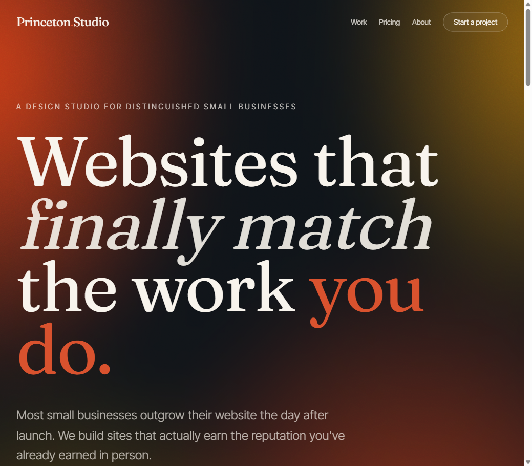 Princeton Studio landing page